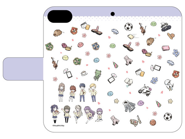 手帳型スマホケース Ip6 6s 7 8 Clannad 01 薄紫散りばめデザイン グラフアート