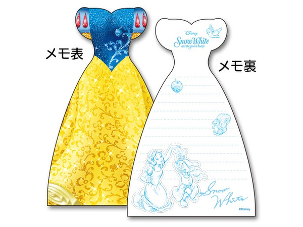 ディズニー　アリエル　白雪姫　プリンセス　ドレスメモ　ダイカットメモ ディズニーアリエル白雪姫プリンセスドレスメモダイカットメモ