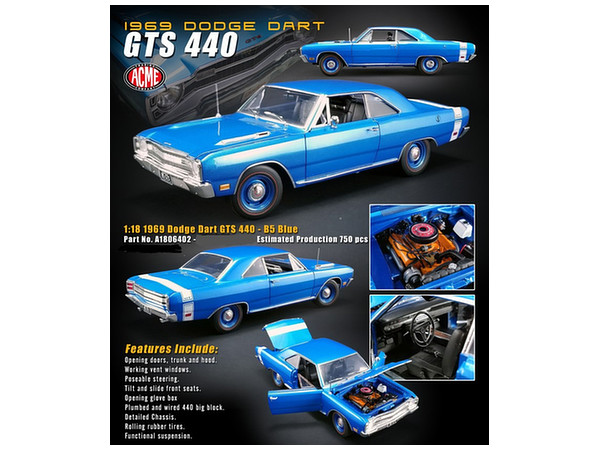 DODGE DART GTS 440 - 1969 - ACME - A1806406 - 1/18 - miniature américaine