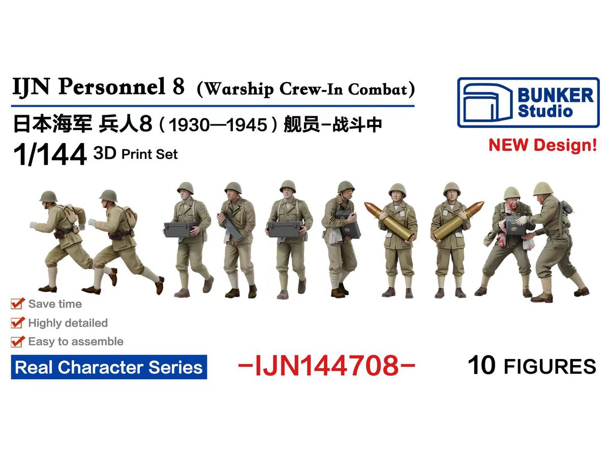 1/144 日本海軍 フィギュアセット 8 (艦船乗組員、戦闘中 1930-1945