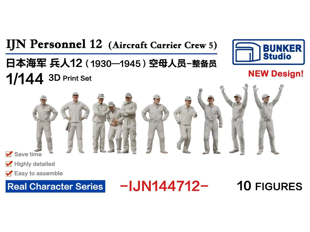 1/144 日本海軍 フィギュアセット 12 (空母人員 整備兵 1930-1945