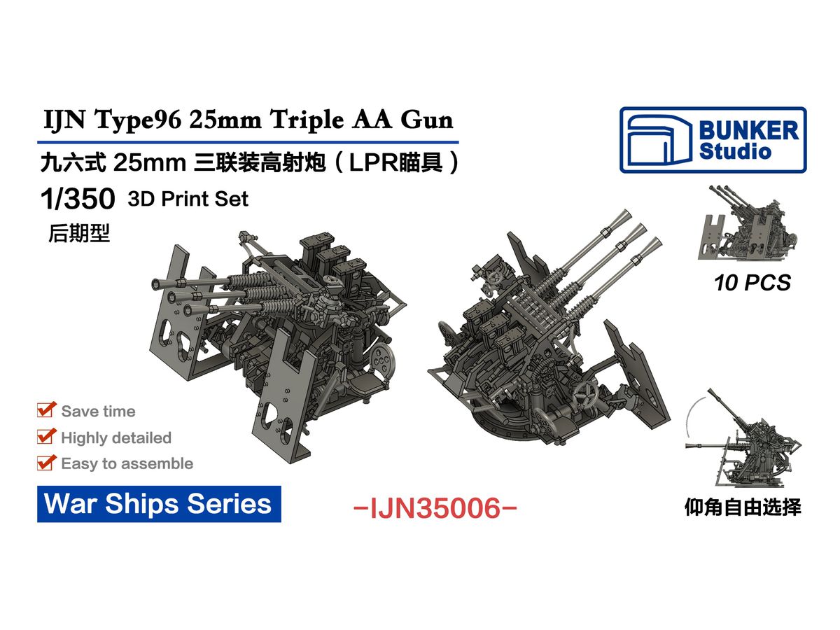 1/350 日本海軍 九六式二十五粍 三連装機銃 (LPR照準器) (後期型