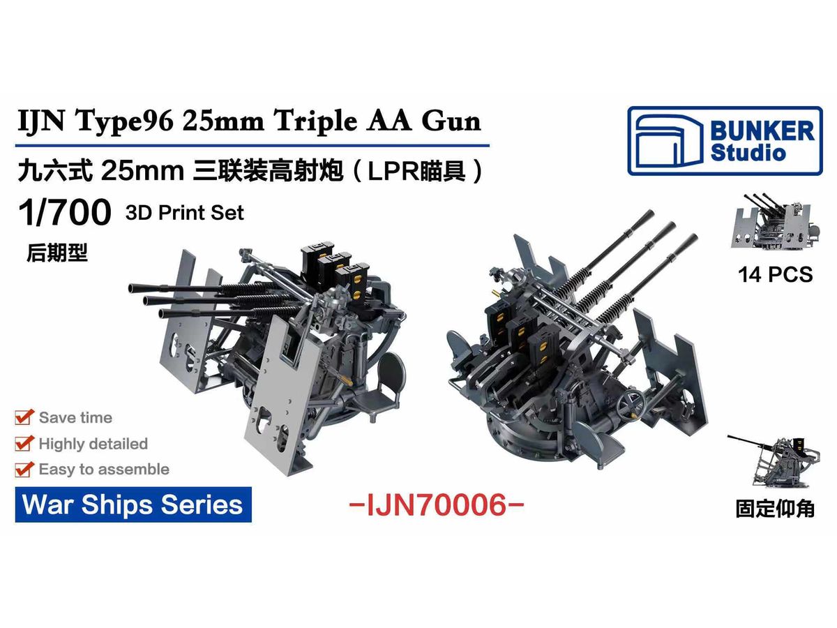 1/700 日本海軍 九六式二十五粍三連装機銃 LPR照準器 (後期型)w/防盾