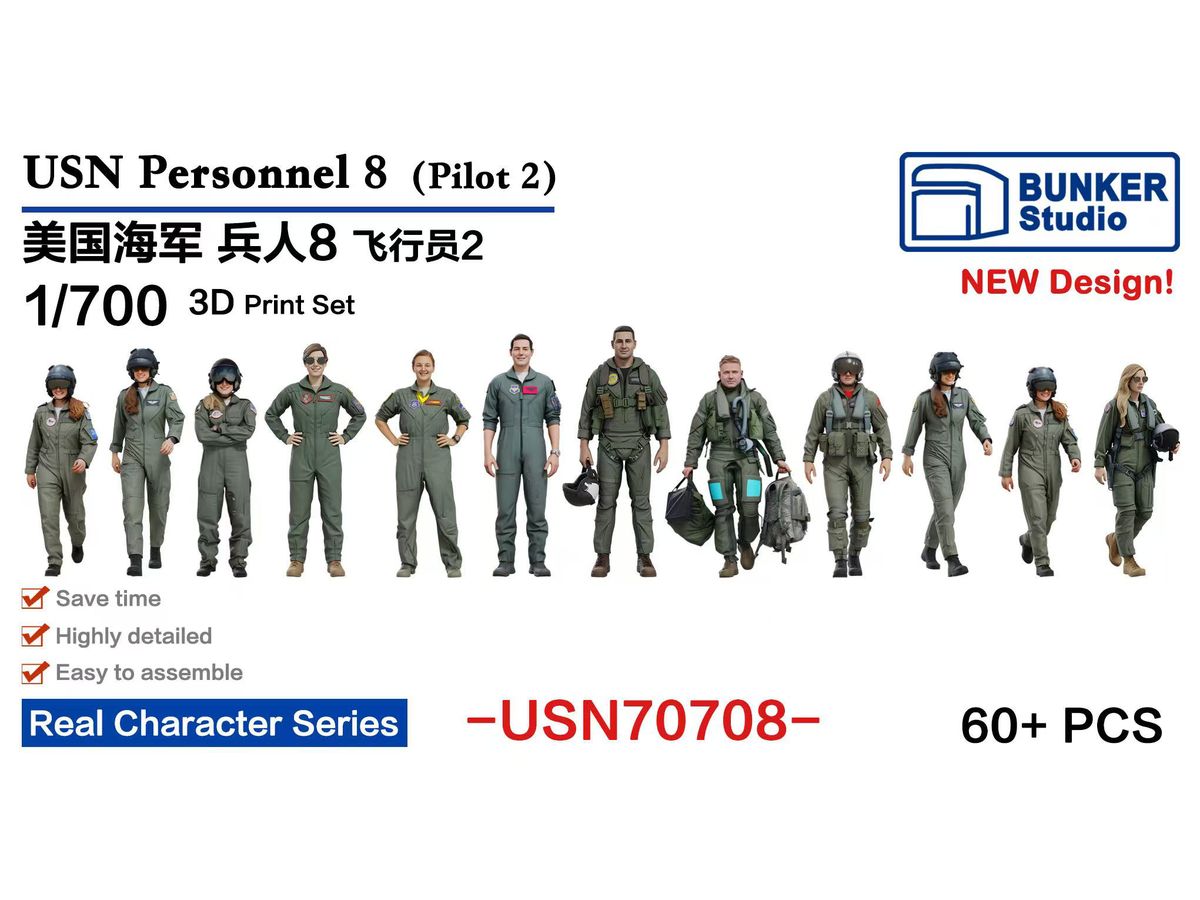 米海軍　チャレンジ　セット 1/700 米海軍 フィギュアセット 8 (パイロット 2) | HLJ.co.jp