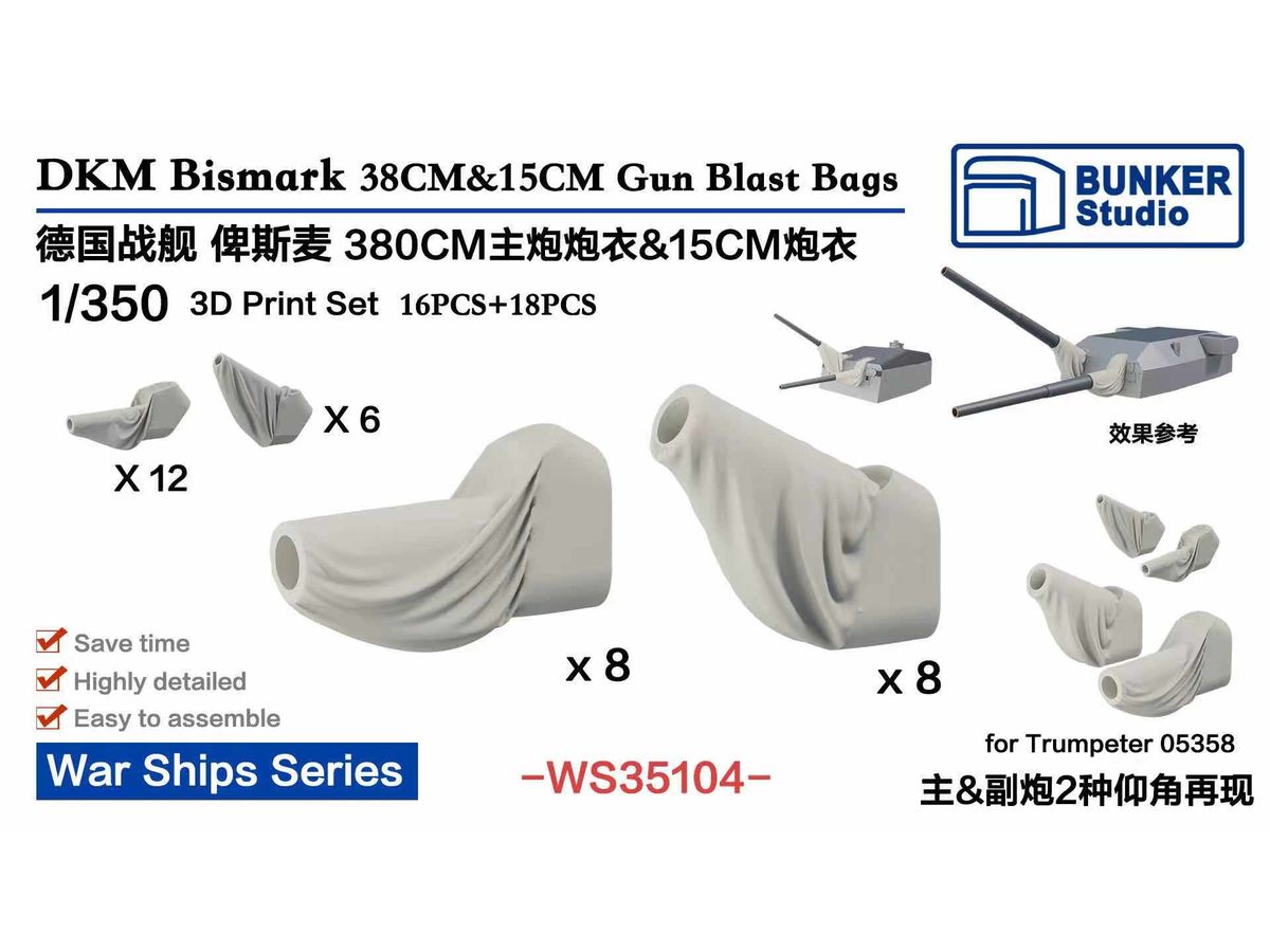 DKM Bismark 38cm & 15cm Gun Blast Bags (2 Angles)