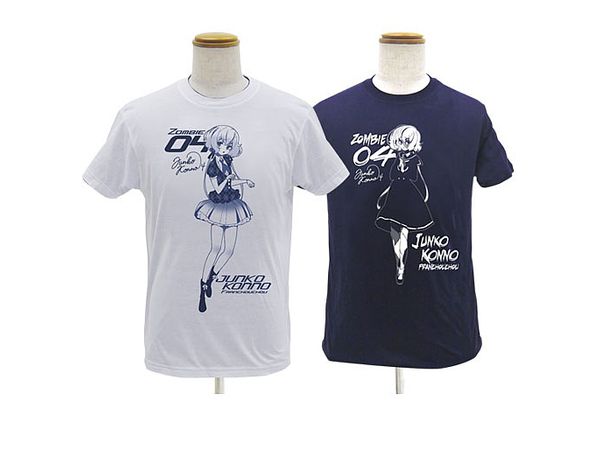 ゾンビランドサガ: 紺野純子 リバーシブルTシャツ/WHITE x NAVY-XL