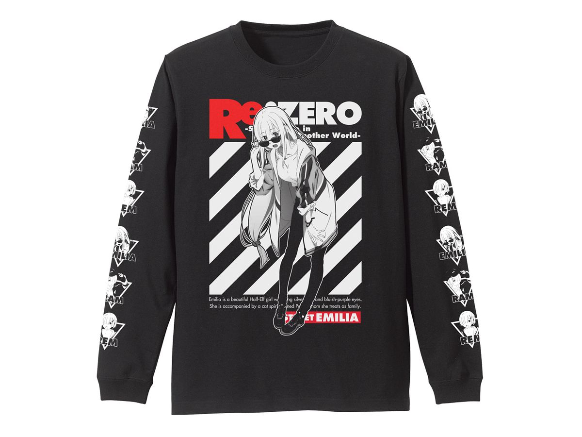 Re ゼロ エミリア 袖リブロングスリーブtシャツ ストリートファッションver Black L By コスパ ホビーリンク ジャパン