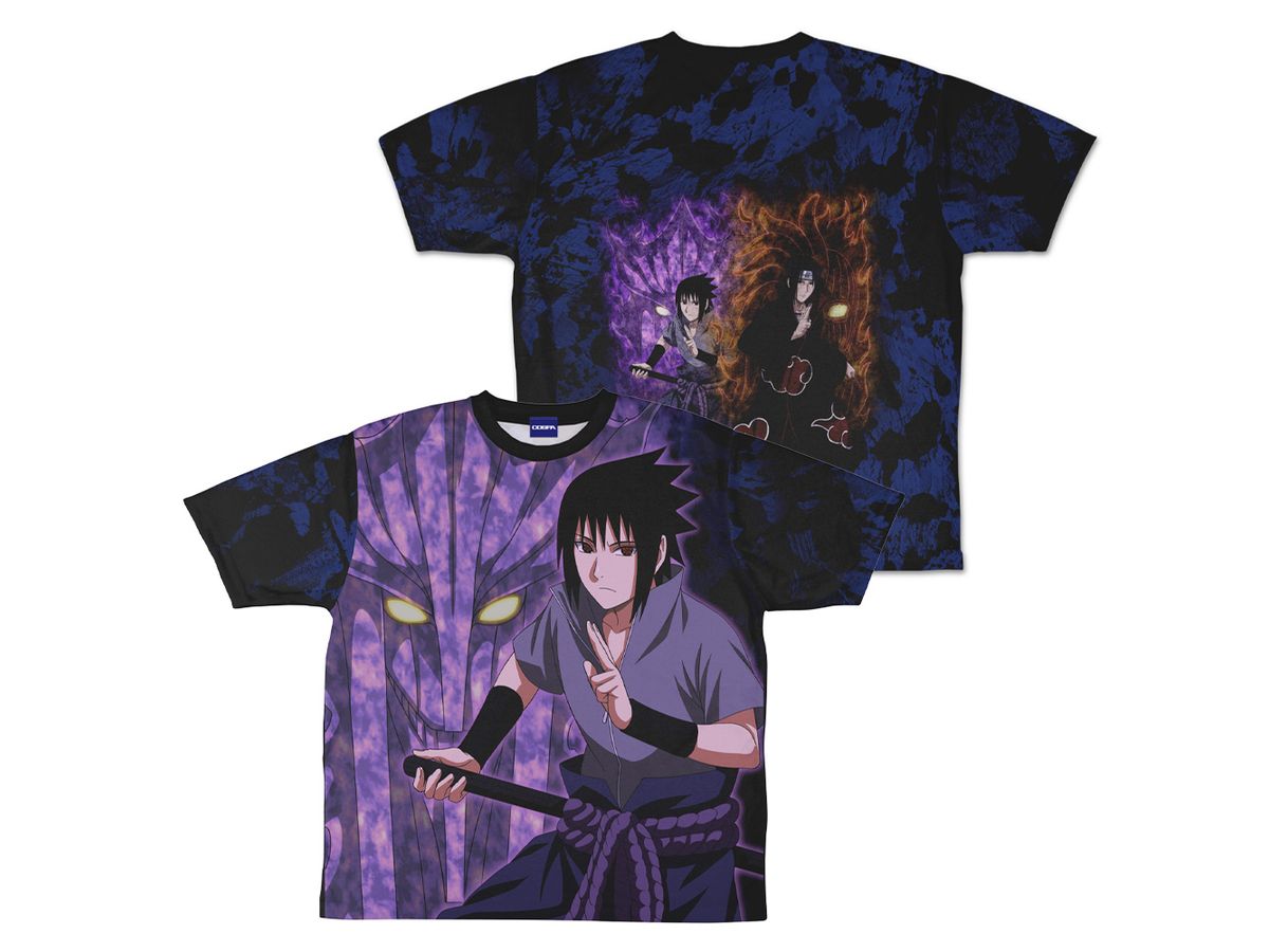 NARUTO 疾風伝 うちはサスケ Tシャツ 桜柄 NARUTO 疾風伝: 描き下ろし うちはサスケ 両面フルグラフィックTシャツ
