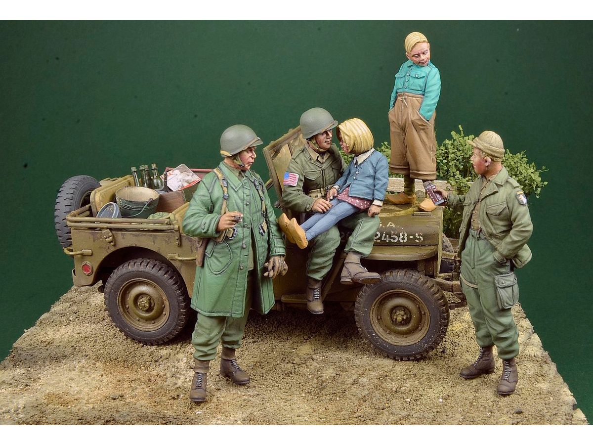 ＢＷドイツ軍/連邦軍＊１９４４/５７＊第１空挺師団＊忠誠ＴＯＰ&ピン（実物） 1/35 WWII アメリカ陸軍 チョコバーだよ! 第101空挺師団兵士と子供たち