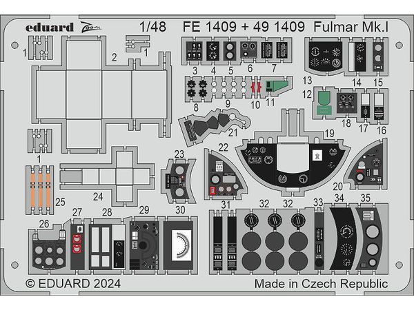 プラモデル　1/48 フェアリー フルマー Mk.I エッチングパーツ トランぺッター用  [EDU491409] 1/48 フェアリー フルマーMK.I ズームエッチングパーツ (トラン