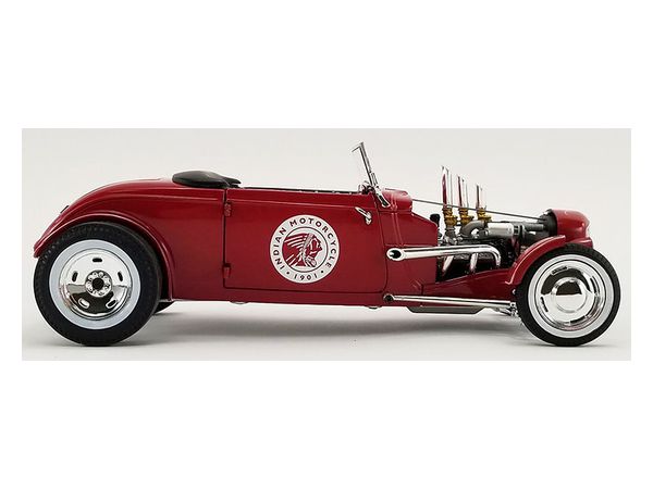 GMP 1934 Hot Rod Roadster – Indian Motorcycle 1/18, Rouge, Zamak, Neuve