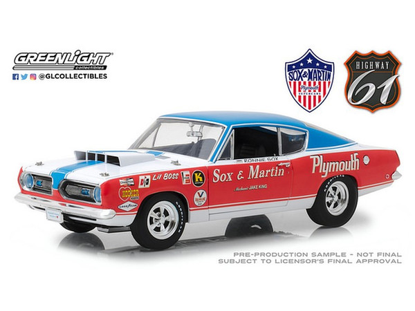 ハイウェイ61　1:18 1978　プリマス・バラクーダ - ソックス&マーチン 1/18 Highway 61 1968 Plymouth Barracuda Sox & Martin | HLJ.co.jp