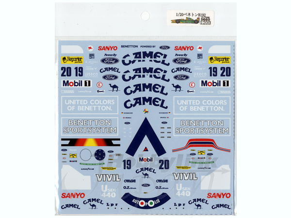 TAMIYA 1/20 BENETTON FORD B192 + 外品デカール 1/20ベネトンB192用ボディグリーンデカール : ミュージアム
