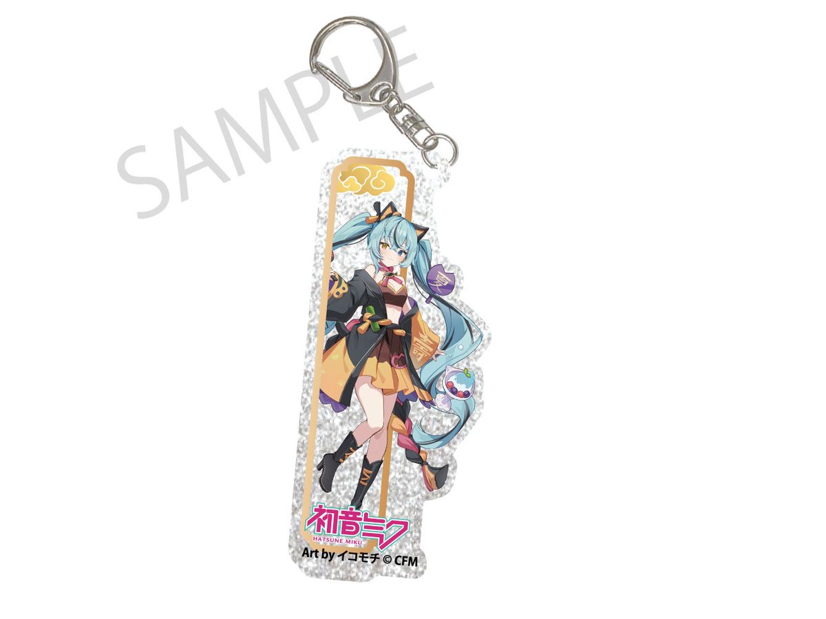 初音ミク x 招き猫 x 真夏の熊谷: シルバーバックアクリルキーホルダー