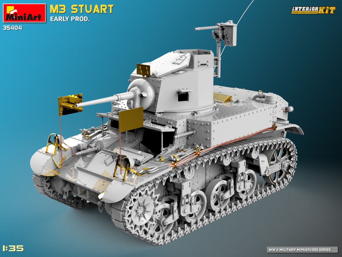 ミニアート 1/35 M3 スチュアート・インテリアキット M3スチュアート初期型 インテリアキット (プラモデル) - ホビー