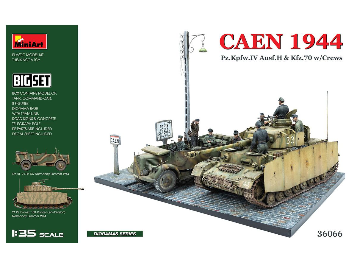 1/35 カーン 1944年 IV号戦車 Ausf.H & Kfz.70 w/クルーフィギュア8体