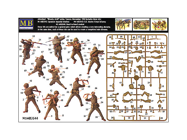 Bundle Lot: Master Box Bloody Atoll Tarawa Series 3 Plastic Model Kits - 1/35 Scale, Unpainted