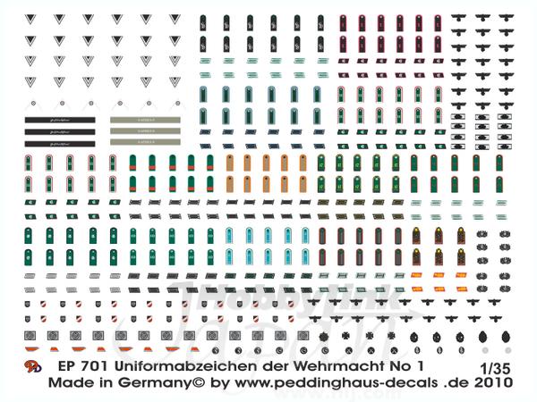 1 35 ドイツ国防軍階級章 袖章 帽章デカールno 1