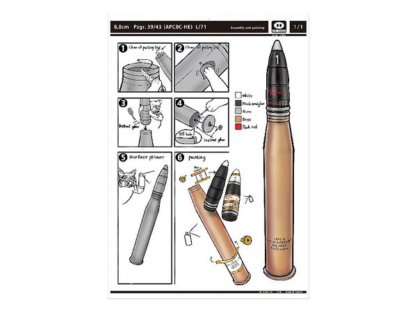 8.8cm Pzgr.39/43 (APCBC-HE) L71 Armor-Piercing Shell Replica for Tiger ...