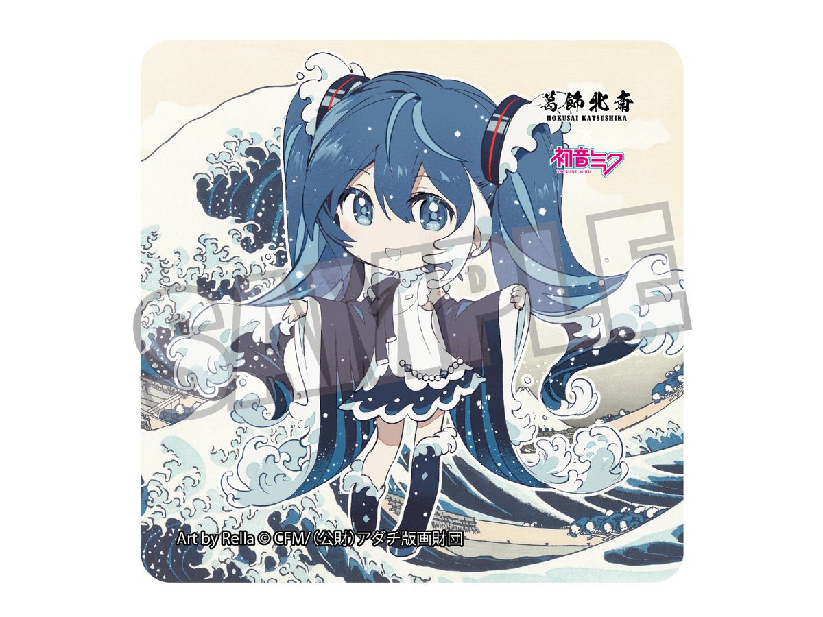 葛飾北斎x初音ミク Rella ステッカー 初音ミク ミニキャラ 神奈川沖浪