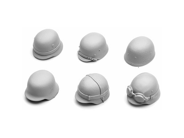 1/16 WWII ドイツシュタールヘルム (鉄兜) セットB カバー無 (6個入