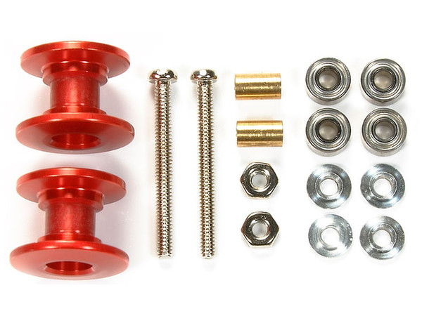 ミニ四駆ローラ GP.525 ゴムリング付2段低摩擦プラローラーセット (赤・青13-12mm
