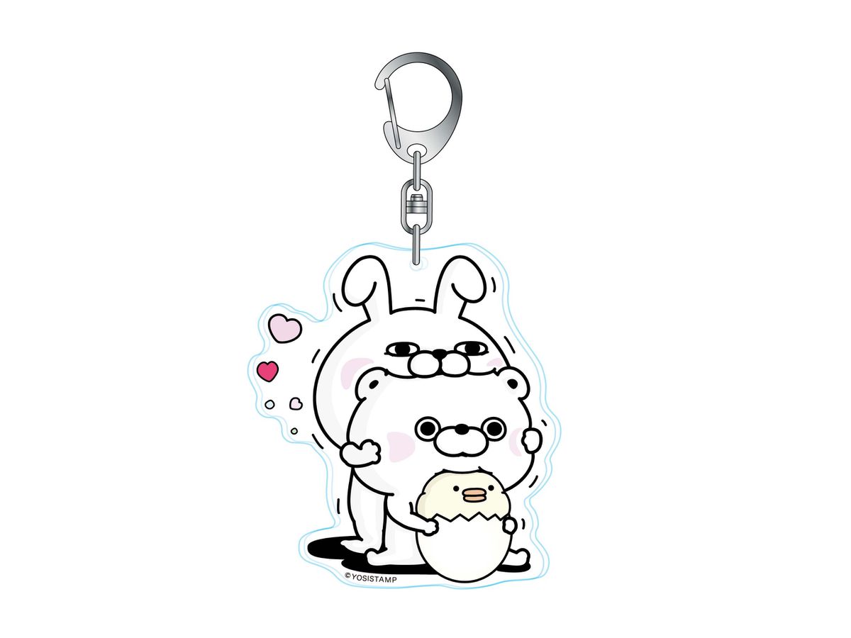 ヨッシースタンプ アクリルキーホルダー うさぎさん & くまさん A か 